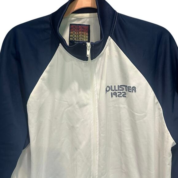 Hollister Vintage Y2K Men’s Zip Up White And Navy Blue 1922 Zip Up Track Jacket - Picture 4 of 8